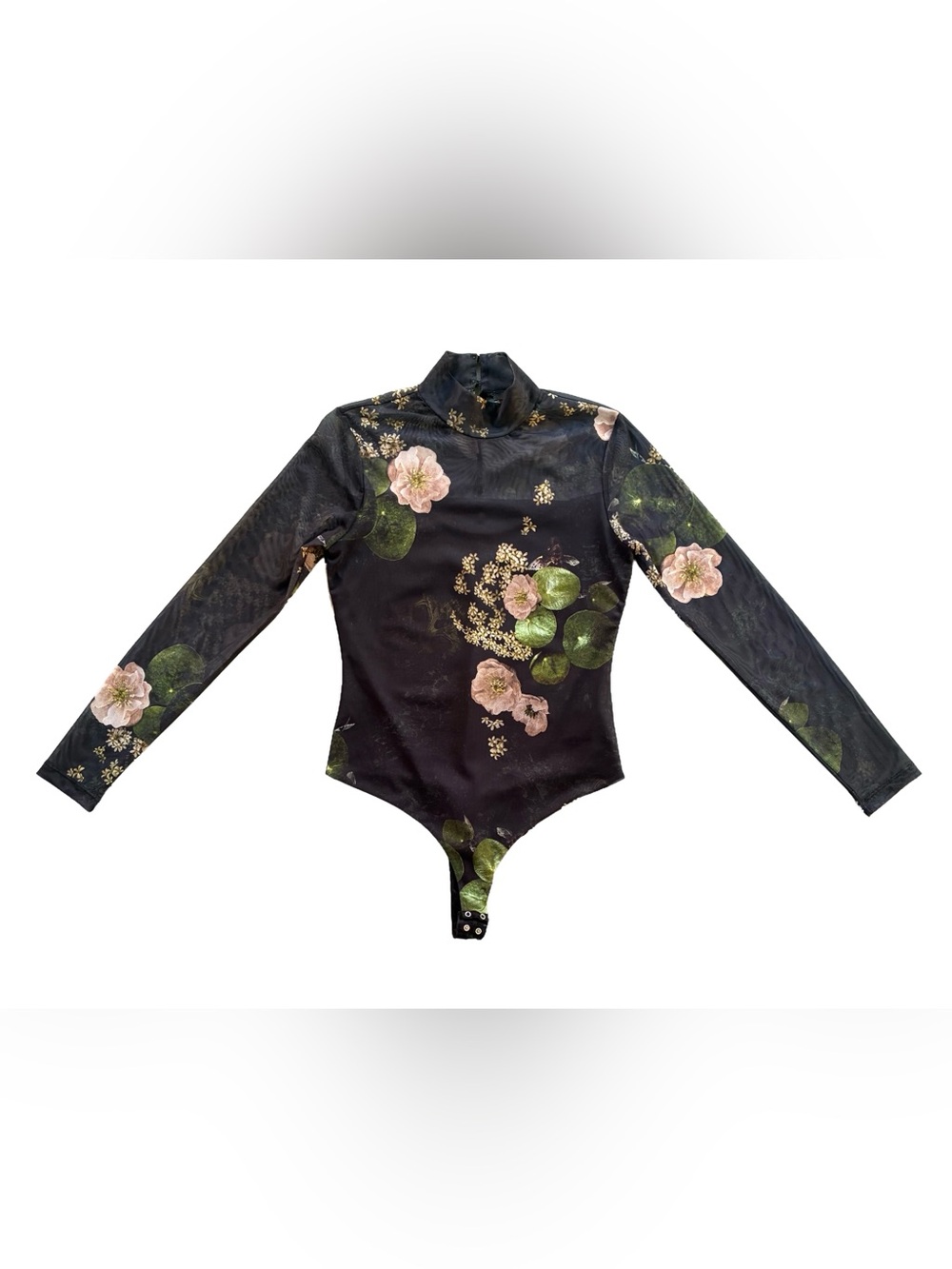 Elia Margeaux Floral Mesh Long Sleeve Bodysuit